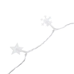 Niskonapięciowe lampki choinkowe 100led kształcie płatków śniegu i gwiazdek 10m ciepłe